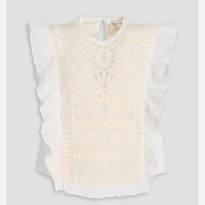 Veronica Beard Cream Textured Lace Blouse